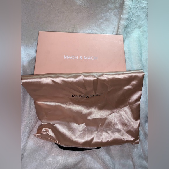 Mach & Mach Crystal & Feather Trim Satin Bag (Black) - Picture 13 of 13